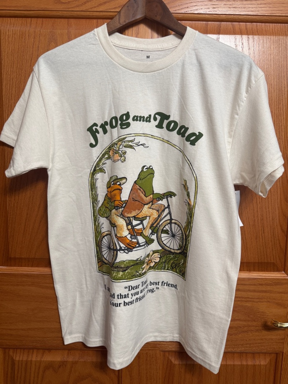 Frog and Toad Graphic Short Sleeve Tee - Cream with Green Print